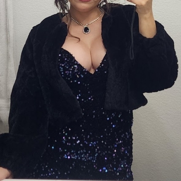 Crystal Doll Black Sequin Bodycon Mini Dress - Picture 6 of 7